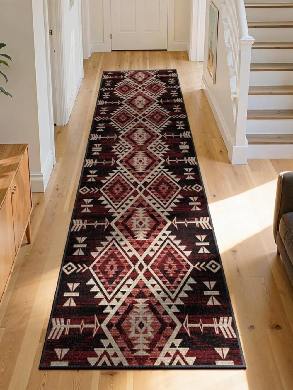 Native American Long Runner Rug 2x6ft Farmhouse Washable Carpet